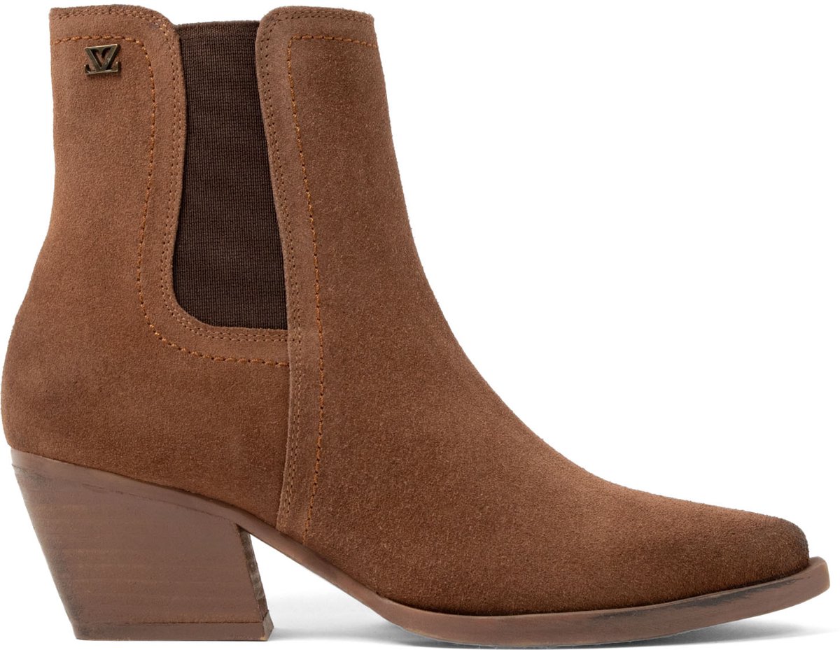 Lazamani - Annie Dames Enkellaarsjes Suede Tan - Maat 41