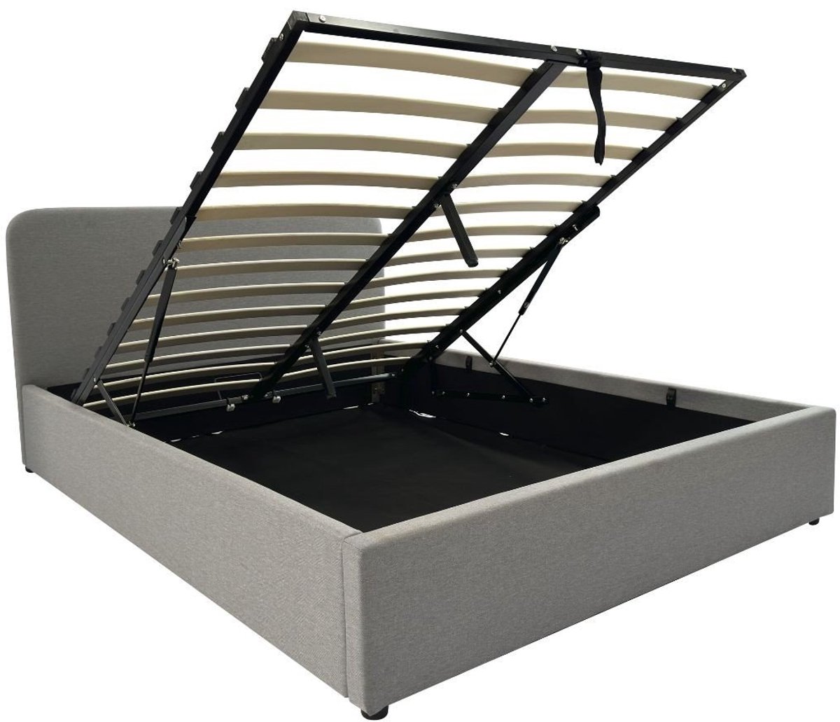 CALICOSY - Opbergbed 140x190 cm met hoofdbord bekleed met grijze stof - YSÉE