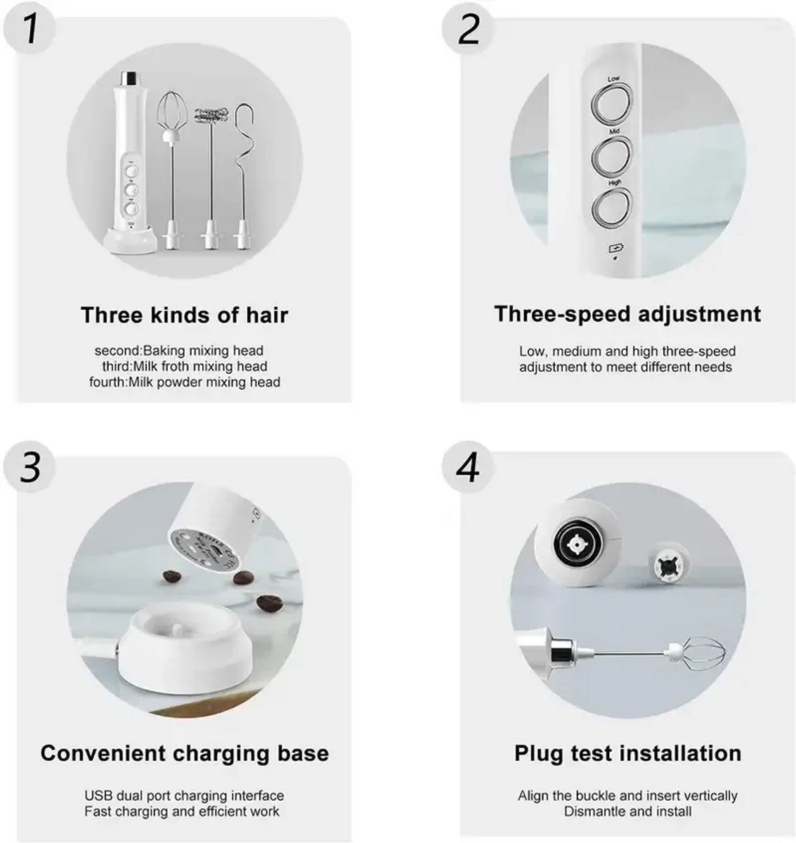 2 In 1 Elektrische Koffie Melk Opschuimer - Usb Oplaadbaar - Ei Klopper - Garde Mixer – Zwart - BCC.nl