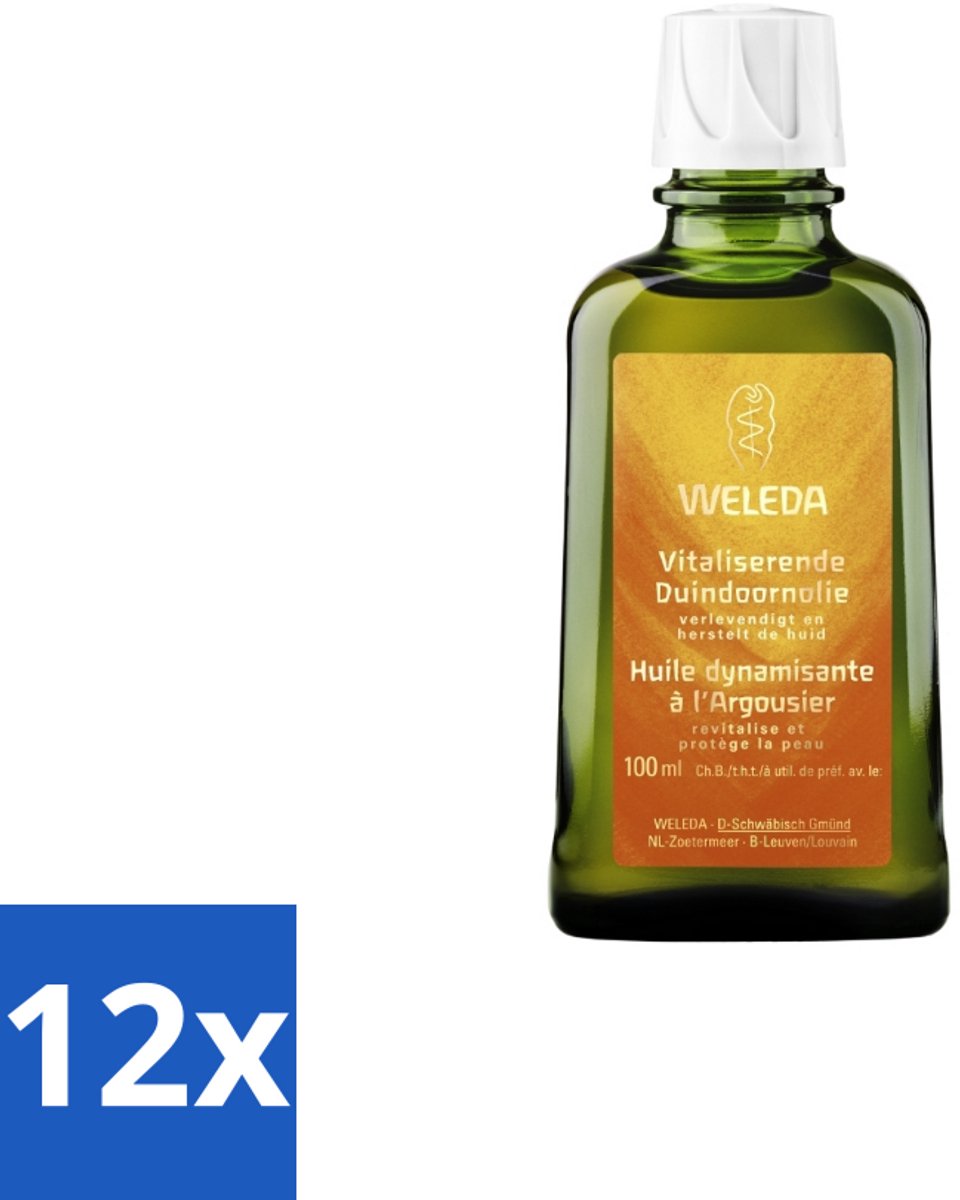 12 x WELEDA - Bodyolie Vitaliserend - Duindoorn - 100% natuurlijk - 100 ml - Lichaamsvet - Bodyolie - Weleda - Duindoorn - Natuurlijke Verzorging