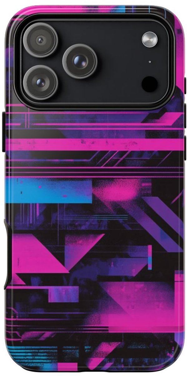 Neon Geometrisch Abstract Patroon – Telefoonhoesje Geschikt voor iPhone 17 Pro Max