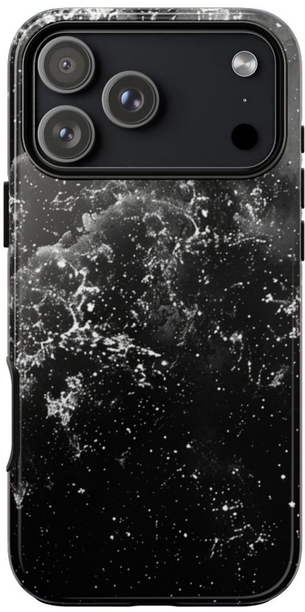 Zwart-Witte Galaxie Textuur – Telefoonhoesje Geschikt voor iPhone 17 Pro Max