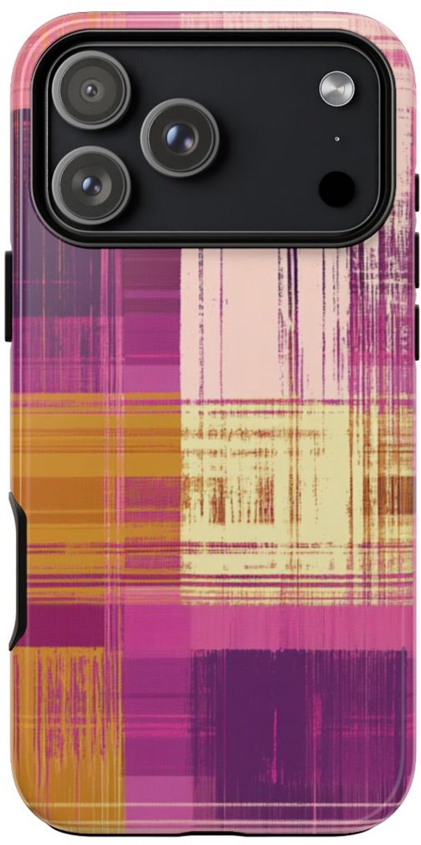 Abstract Paars-Gouden Ruitpatroon – Telefoonhoesje Geschikt voor iPhone 17 Pro Max