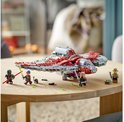 LEGO Star Wars Ahsoka Tano's T-6 Jedi shuttle ruimteschip met rode en grijze vleugels, met 4 LEGO Star Wars-figuren.