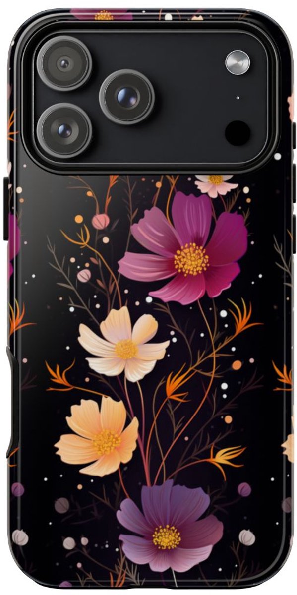 Elegant Bloemenpatroon met Cosmos – Telefoonhoesje Geschikt voor iPhone 17 Pro Max