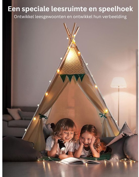MKSS® Tipi Tent Kinderen - Speeltent - Wigwam van MKSS — afbeelding 2