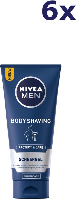 6x Nivea Men Body Shaving Protect & Care Shaving Gel 200ML