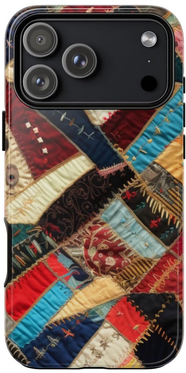 Kleurrijk Patchwork Quilt Design – Telefoonhoesje Geschikt voor iPhone 17 Pro Max