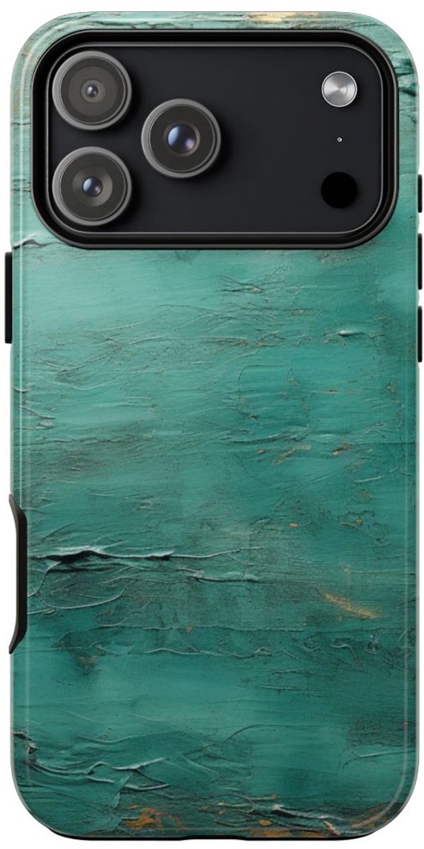 Getextureerde Turquoise Abstracte Kunst – Telefoonhoesje Geschikt voor iPhone 17 Pro Max
