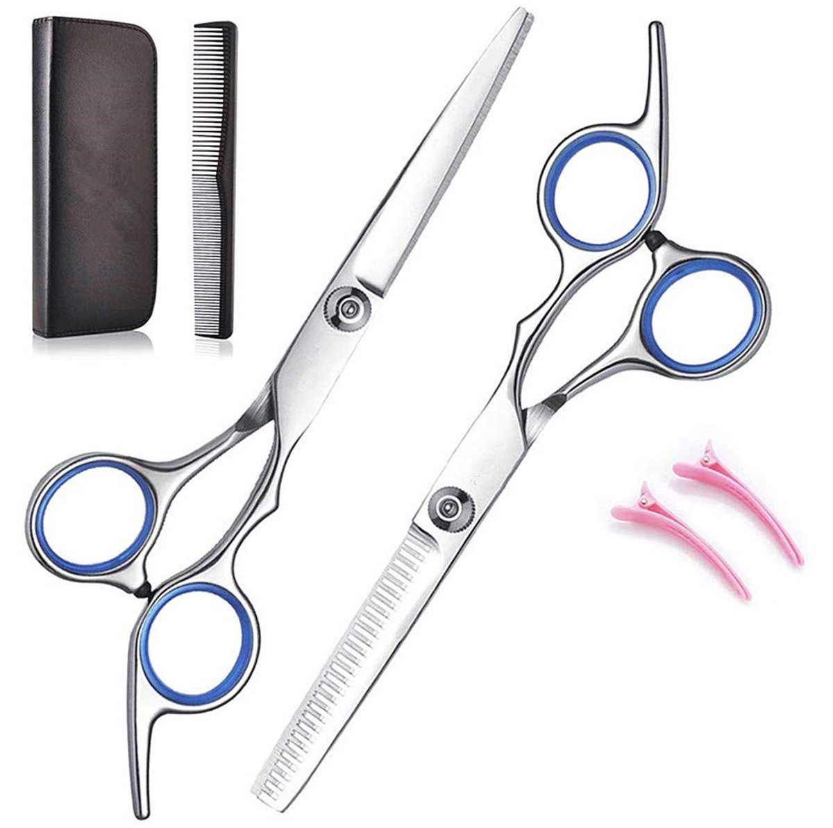 Kappersset met 2 scharen, kam en haarclips 6-delig