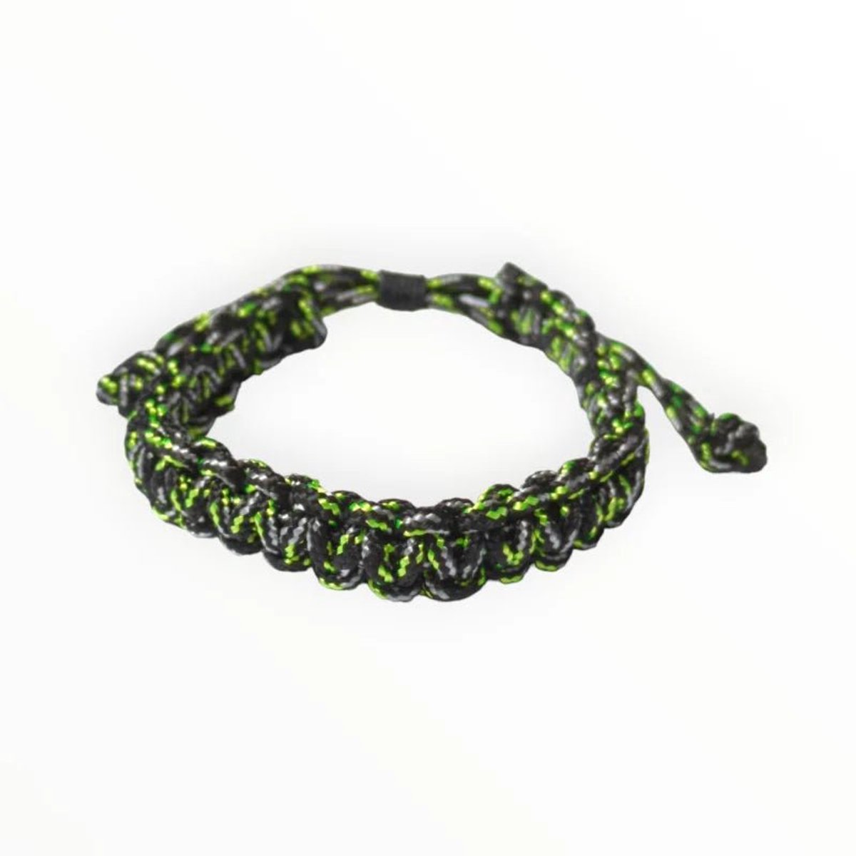 Aramat Jewels | Armbanden | Verstelbare Nylon Armband dames en mannen | Zwart-Groen-Wit | |8mm | Kunststof | Kinderen, Volwassenen | Verkleurd niet