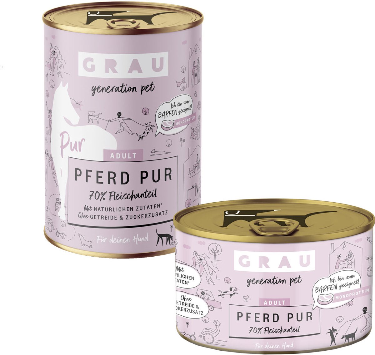 GrauExc ADULT Puur Hondenvoer - Paard - 6 x 400g