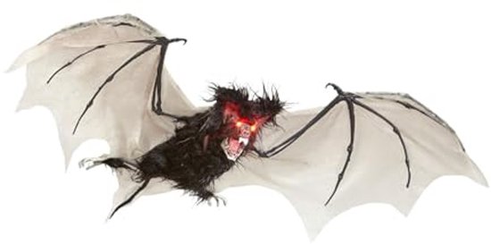 Décoration chauve-souris avec yeux LED pulsés - 89 cm - Perfect pour Halloween et les soirées à thème