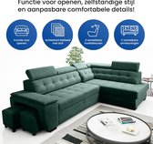 Hoekbank met Slaapfunctie Medahomestore Luxe Room Beige L-Vormige Slaapbank met Bedlade, 2 Poefs & Verstelbare Hoofdborden – Comfortabele Moderne Sofa Bed met Opbergruimte – Stoffen Hoekbank Rechts/Links Plaatsbaar