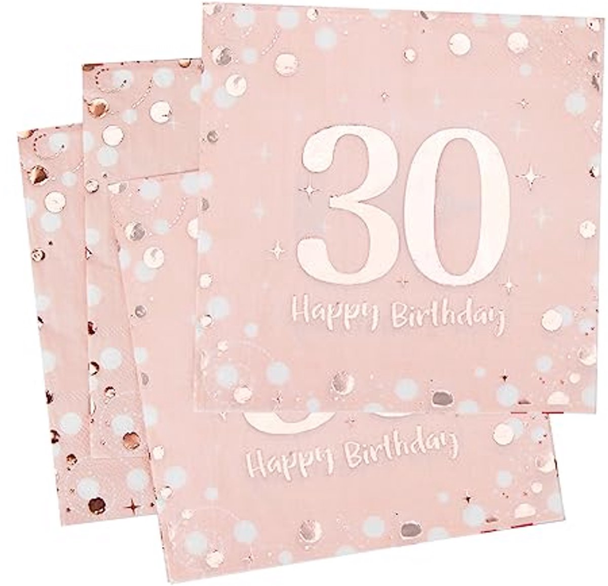 Roze Servetten voor 30e Verjaardag - 30 Stuks - Milestone Tafeldecoratie