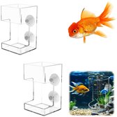 Cobee Aquarium Voerkom – 2 Stuks (rond En Vierkant), Glashelder Acryl, Met Zuignappen, Voor Garnalen, Vissen En Reptielen