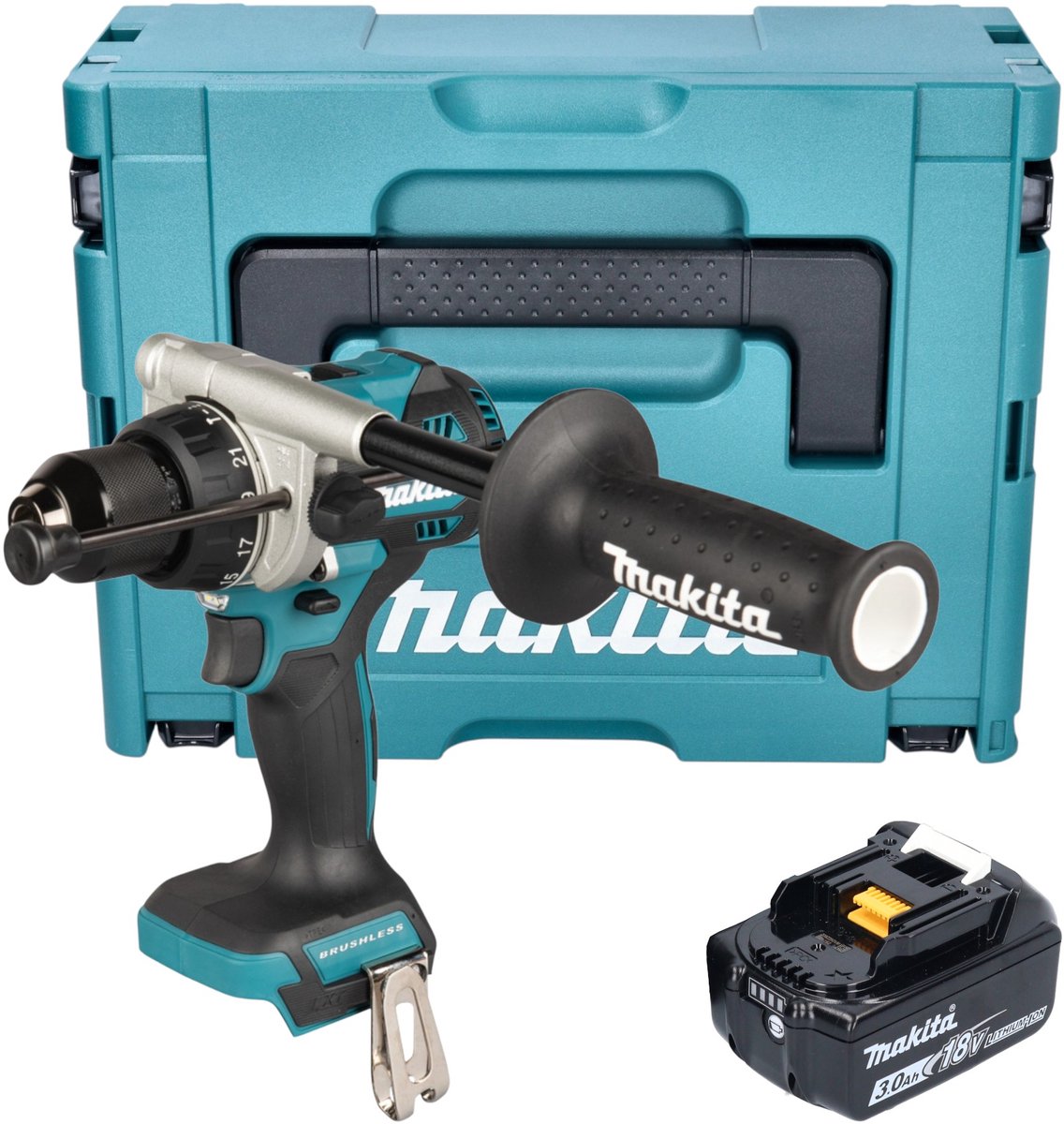 Makita DHP 492 F1J accu-klopboormachine 18 V 141 Nm borstelloos + 1x accu 3,0 Ah + Makpac - zonder oplader