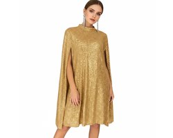 Cape Jurk Goud Glitter - Dames - Feest - Glinster - Maat S