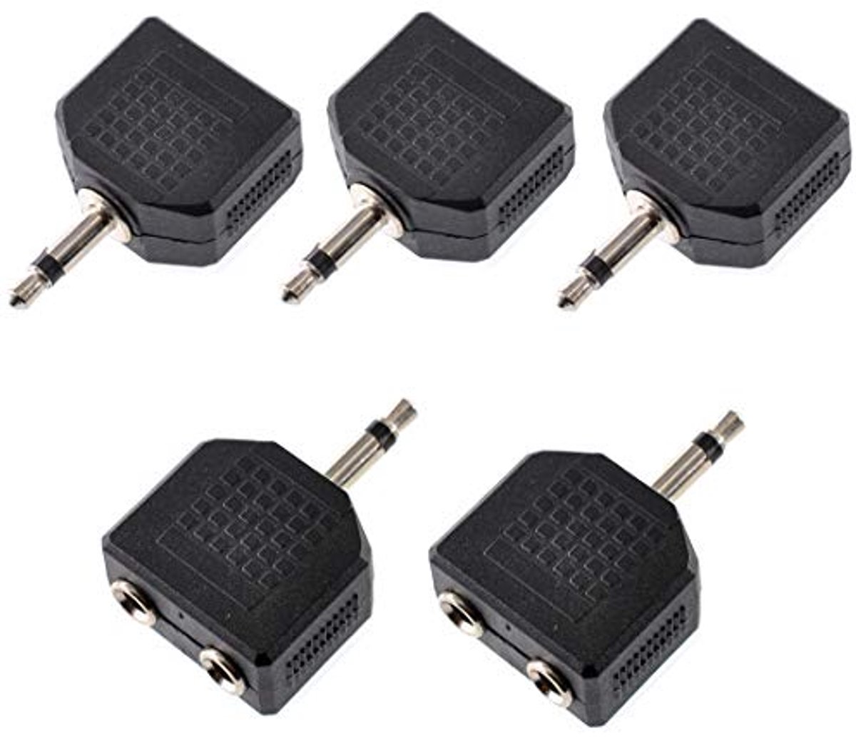 3.5mm Mono Audio Connector Splitter Adapter - 5 Pack