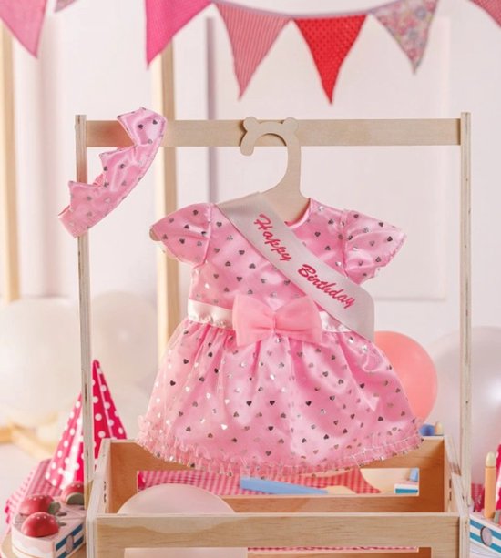 Ivy & Lily Poppenkleertjes Verjaardagsjurk 43 cm roze — afbeelding 3