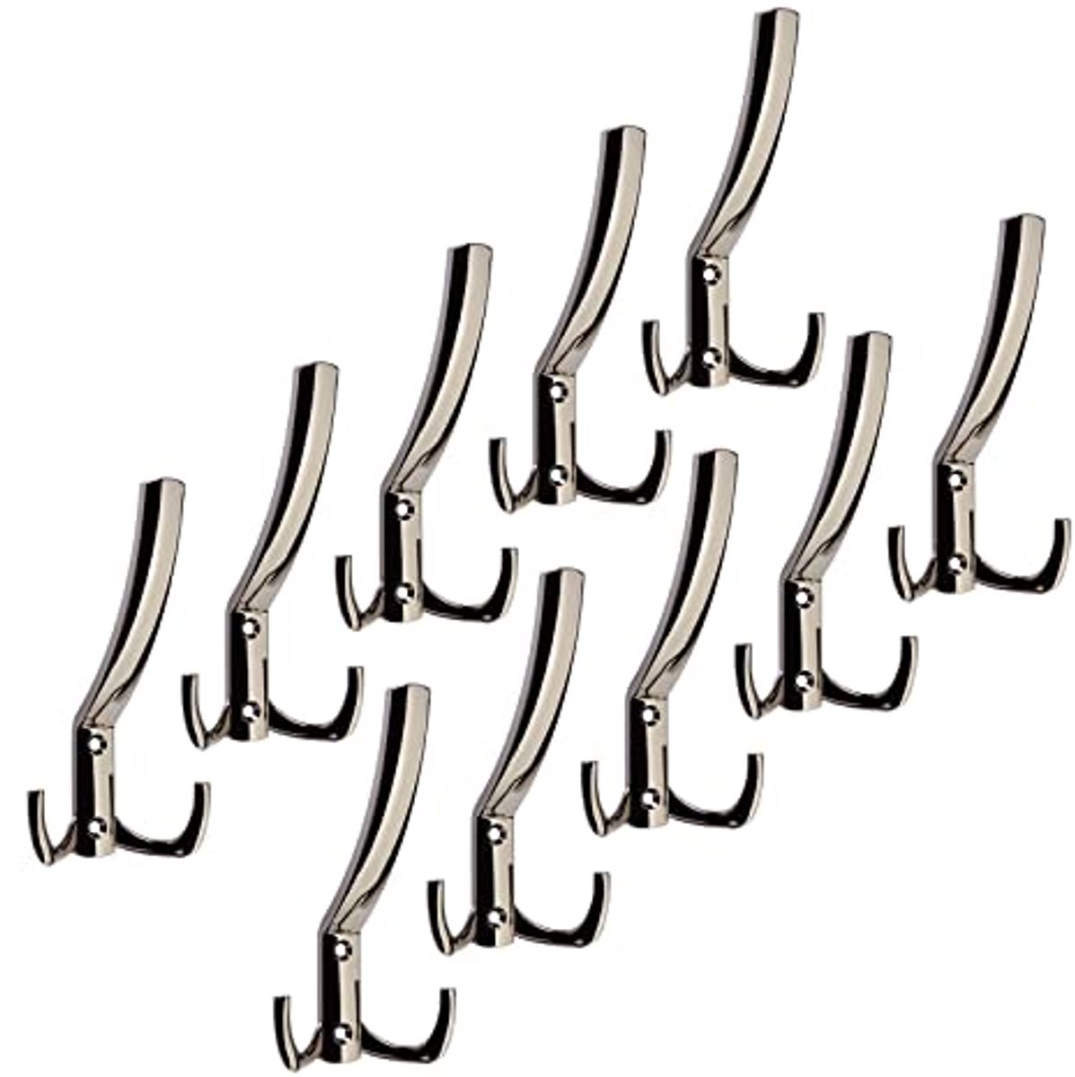 10 delige set grote kledinghaken - donker chroom - 143 x 76 x 67 mm