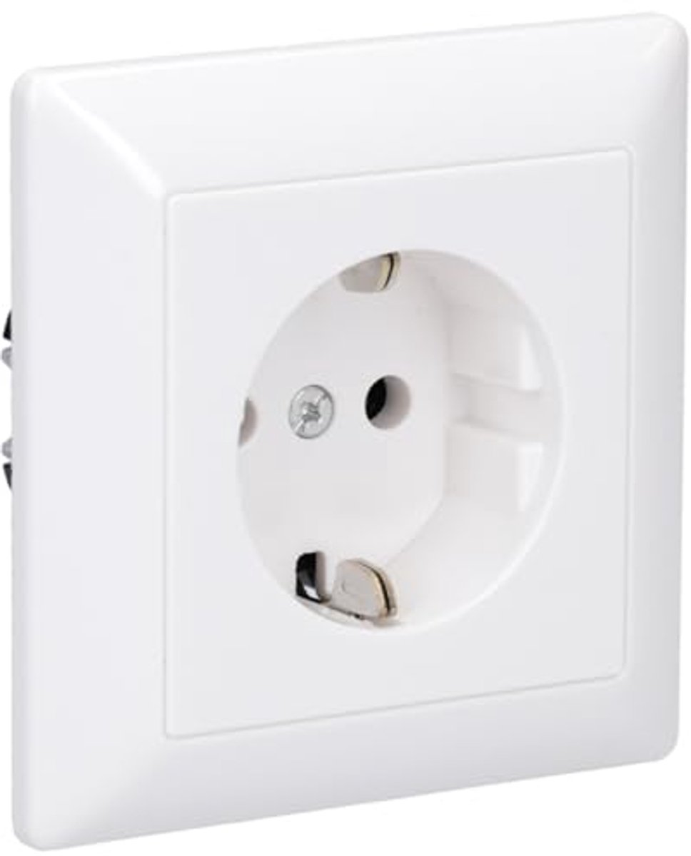 Schuko Stopcontact 16A 250V - Alpine Wit - 1-Voudig Geaard