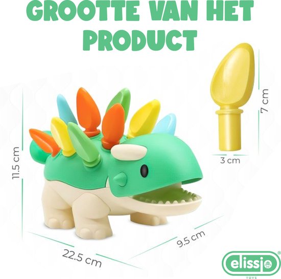 Elissio® - Fijne Motorieke Dinosaurus - Sensorisch Speelgoed - Montessori Fijne Motoriek Kinderspeelgoed vanaf 6 Maanden - Educatief Baby Speelgoed 1 Jaar - Peuter & Kleuter Speelgoed 2-3 Jaar - Cadeau voor Meisjes & Jongens van Merkloos — afbeelding 2