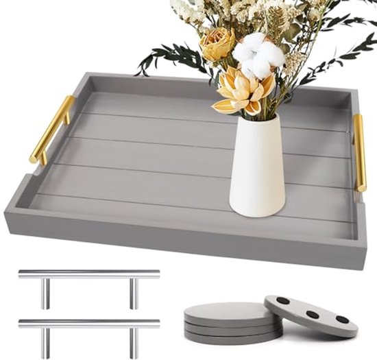 Houten dienblad met handvatten: Groot