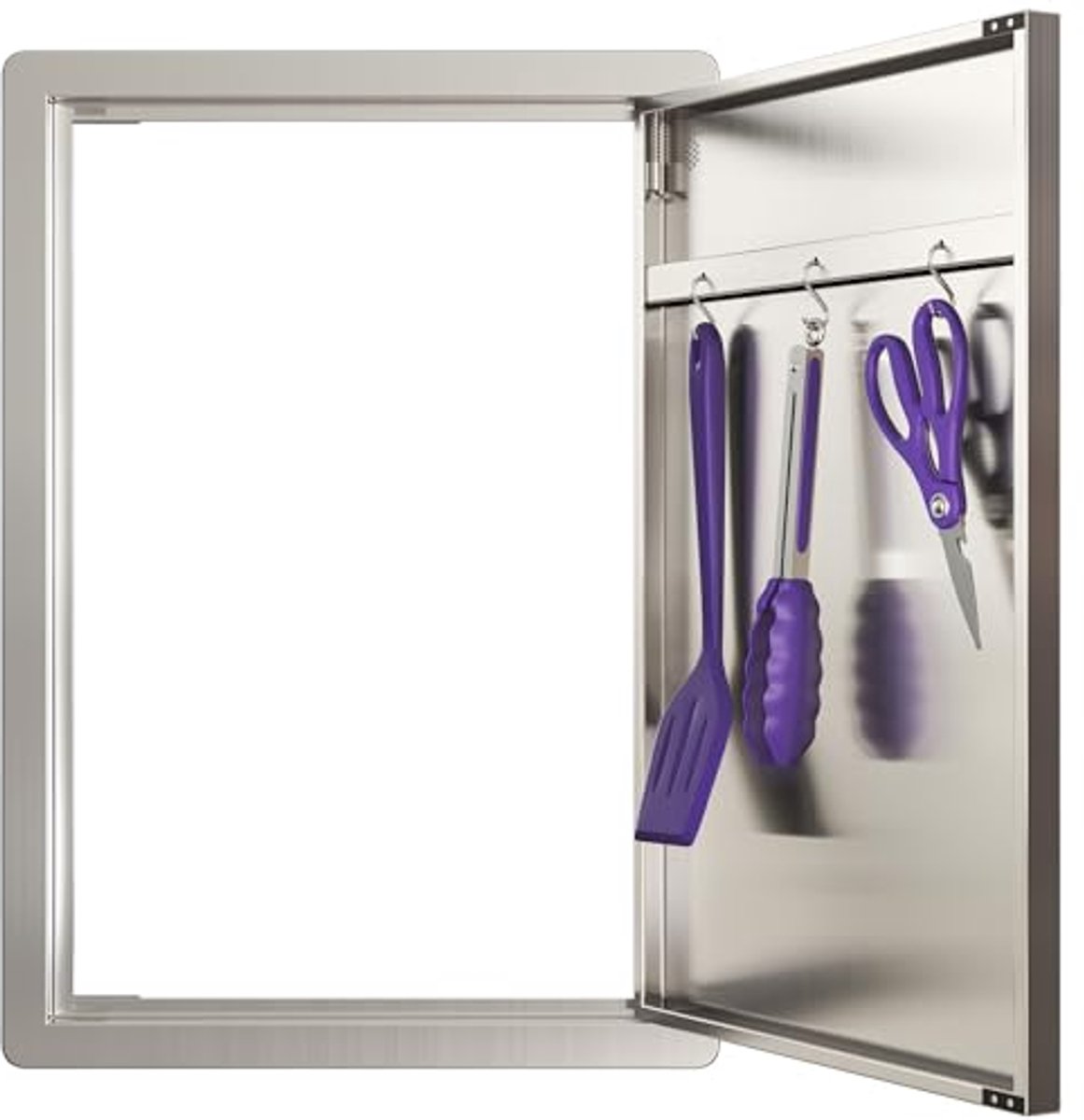 Buitenkeukendeur 17" B x 24" H RVS met Ventilatiegaten en Ergonomische Handgrepen