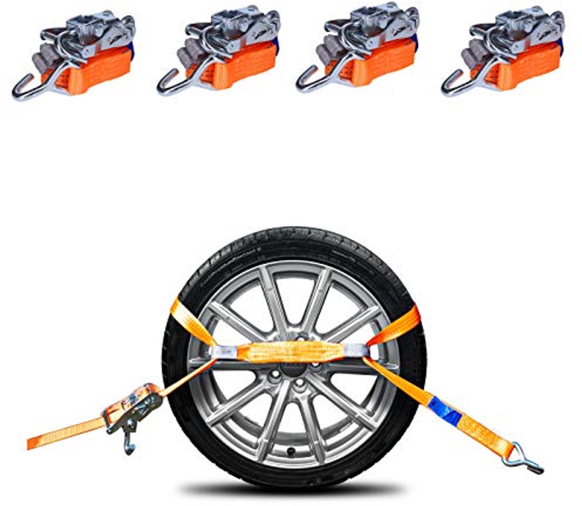 Spanbanden voor autotransport - 4 stuks, 3000 daN, 3 meter, DIN EN 12195-2