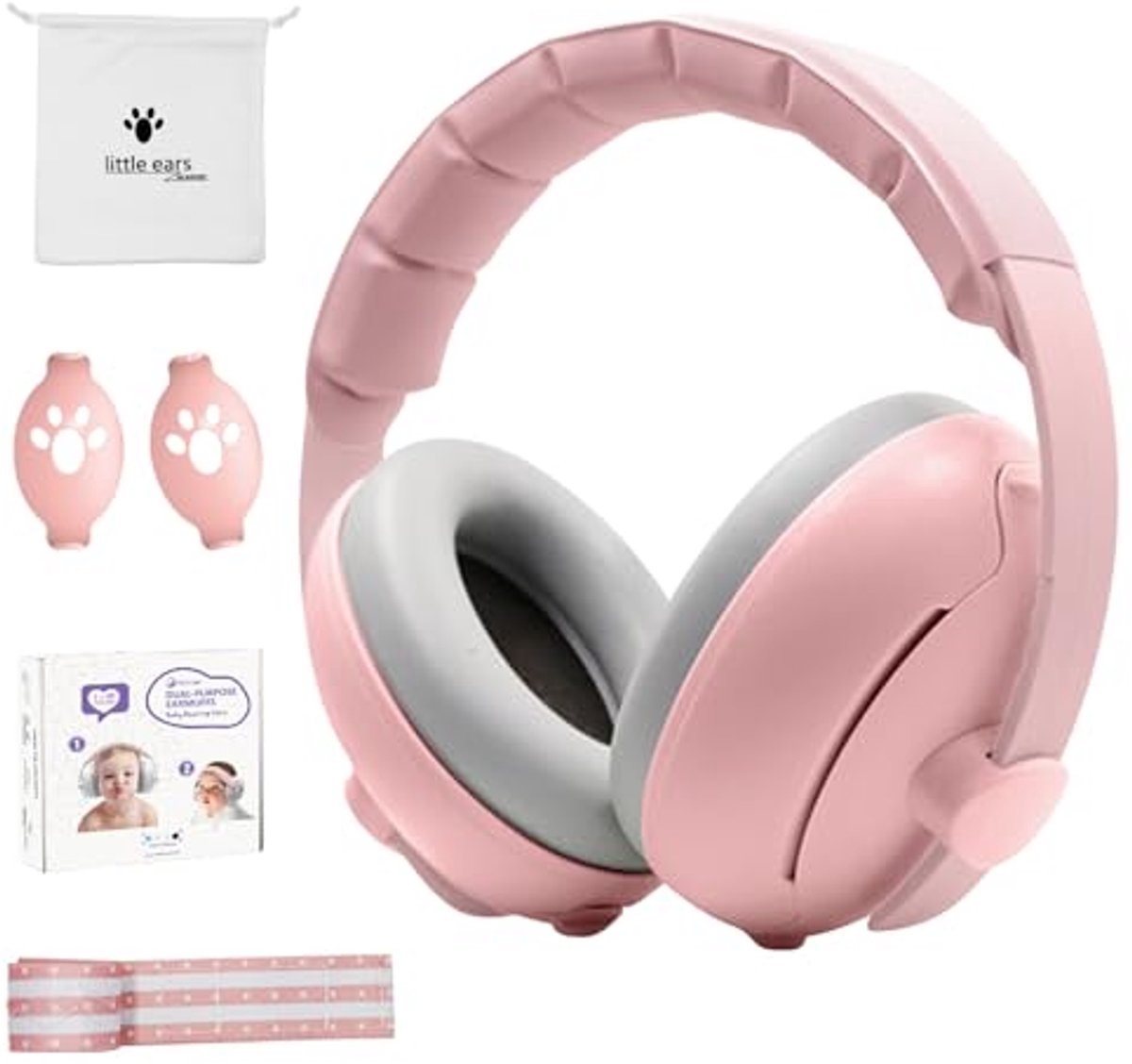 Image of 2-in-1 babyhoofdtelefoon met ruisonderdrukking en gehoorbescherming voor baby's en peuters
