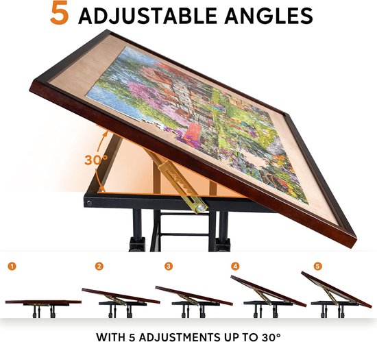 Becko US 1500 stuks kantelbare en roterende puzzeltafel met laden en afdekking, opvouwbaar en draagbaar puzzelbord met kantel- en hoogteverstellingen, gemakkelijk te verplaatsen, voor 1500