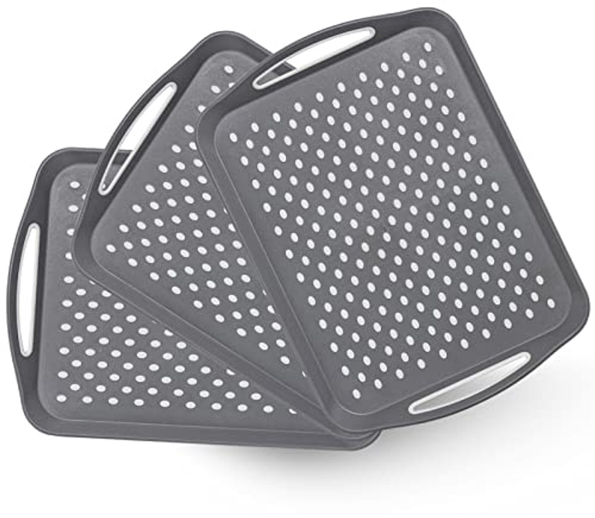 Antislip Dienbladen met Handgrepen - 3 Stuks XL Rechthoekig Voedseldienblad