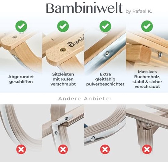 Houten Slee met Rugleuning en Trekkoord - Kinderslee 100 cm van Merkloos — afbeelding 3