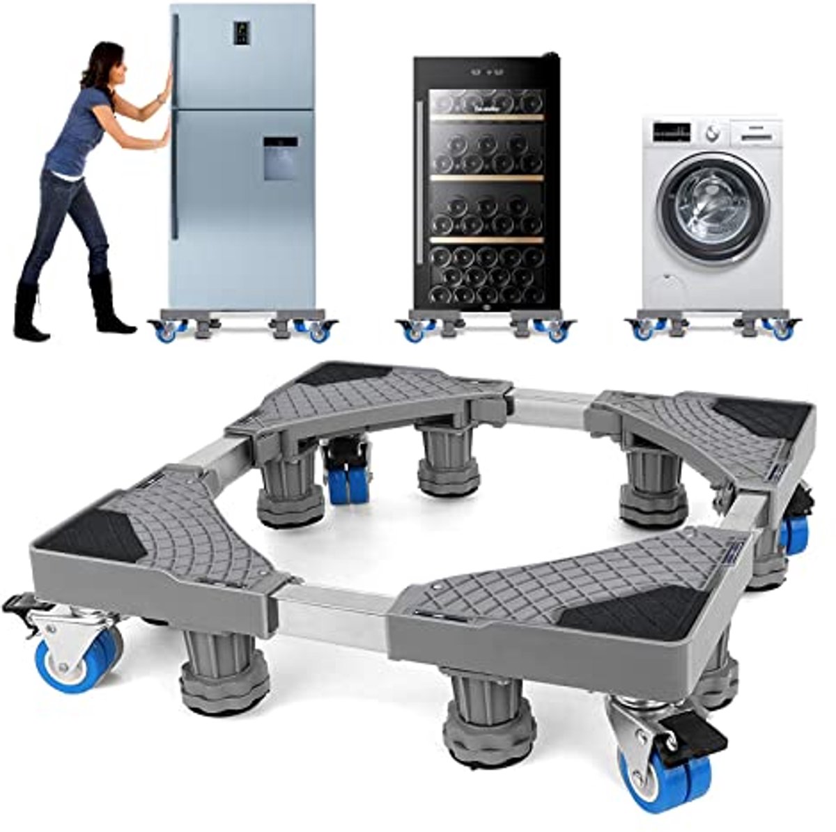 Verstelbare Wasmachinebasis met Wielen - Tot 350 kg - Onderstel voor Wasmachine 42-66 cm