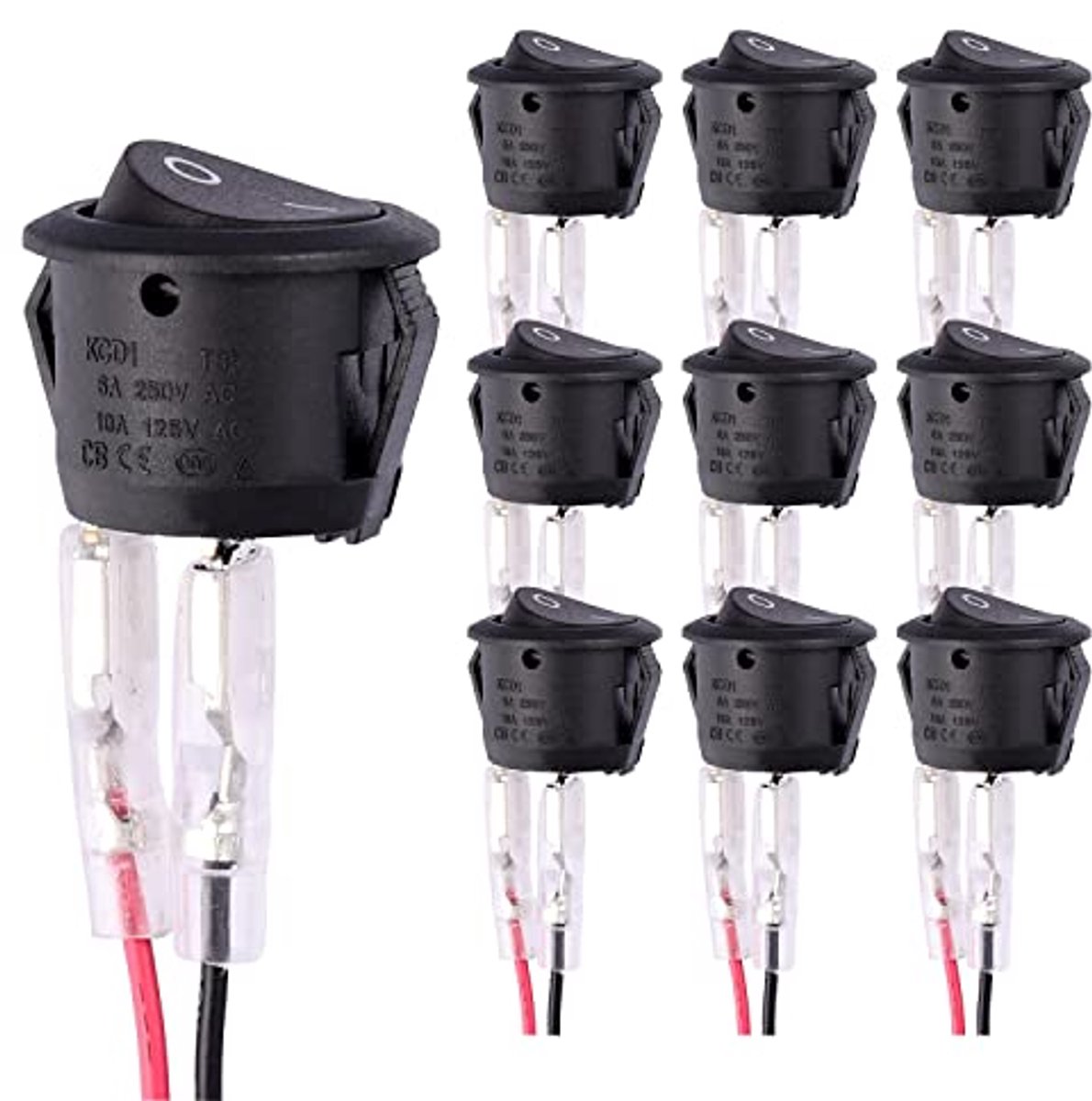 Ronde Tuimelschakelaars 12V - 10 Stuks Klikbare 2-polige Schakelaars voor Auto, Trailer en Camper