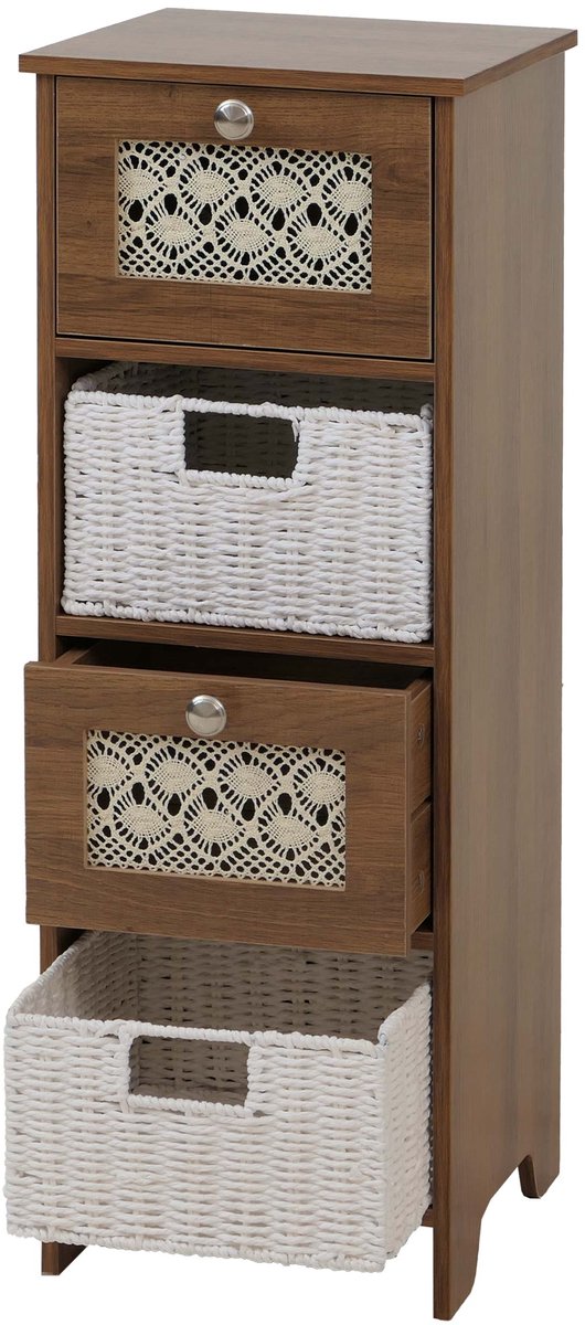MCW Commode MCW-O75, ladekast, 4 laden, mandladen, hout, melamine, 82x30x30 cm ~ bruin