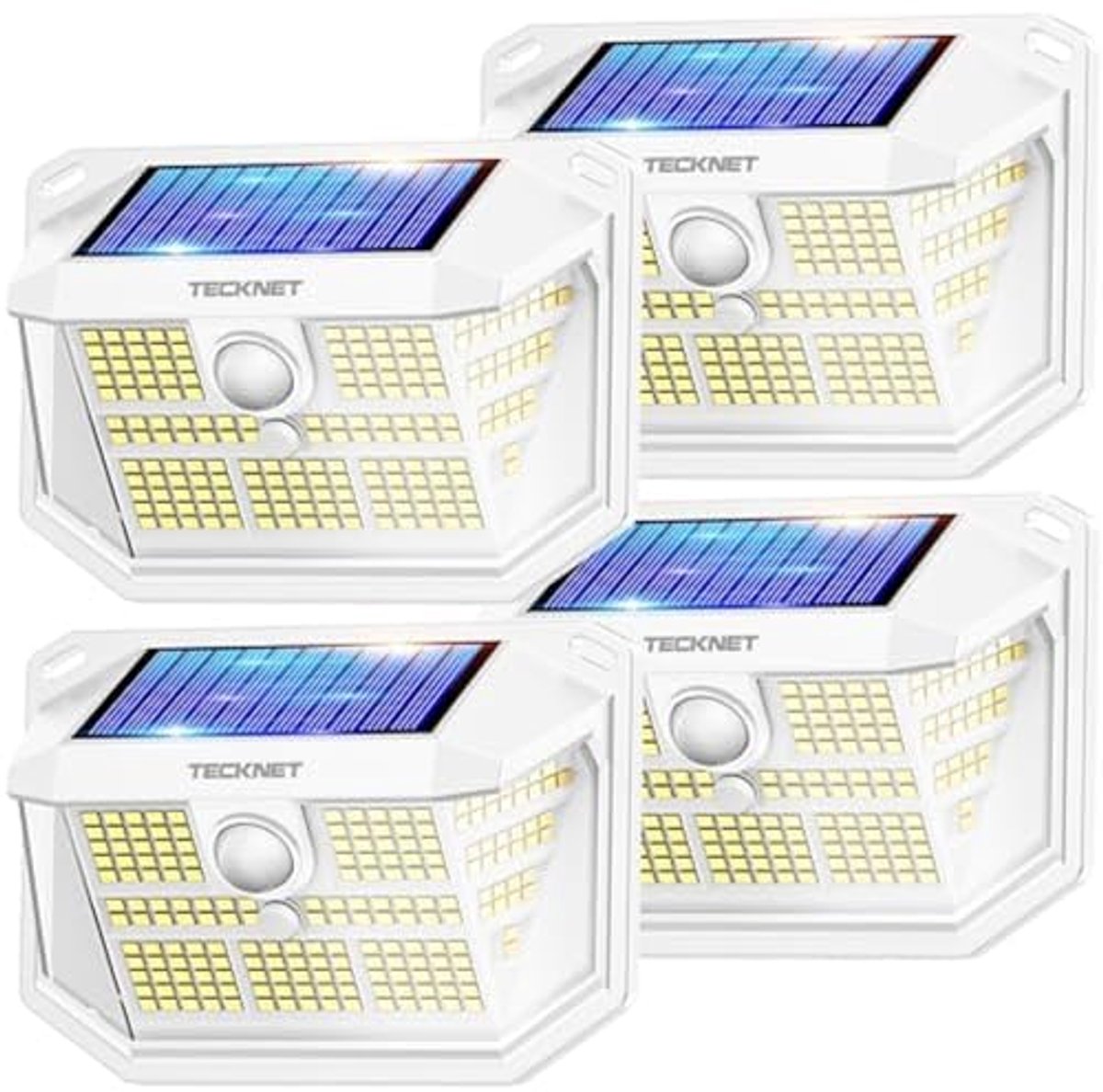Buitenlamp op zonne-energie met 231 LEDs en 300 graden verlichting - IP65 waterdicht - 3 modi met bewegingsmelder voor tuin, terras en garage (4 stuks)
