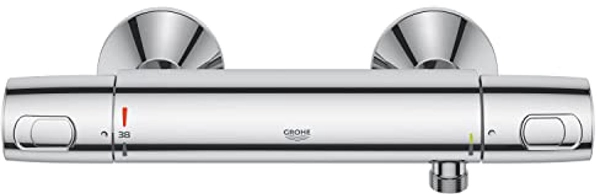 Wandgemonteerde Exposed Cool Touch Douchethermostaat - Metalen Handgreep, Veiligheidsknop, Aanpasbare Economiestop