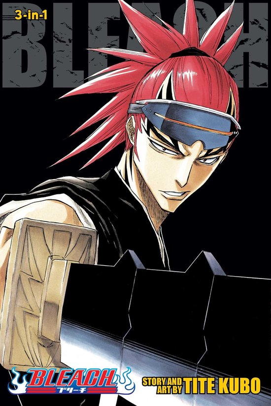 Un personnage d'anime aux cheveux rouges, portant des lunettes et un bouclier.