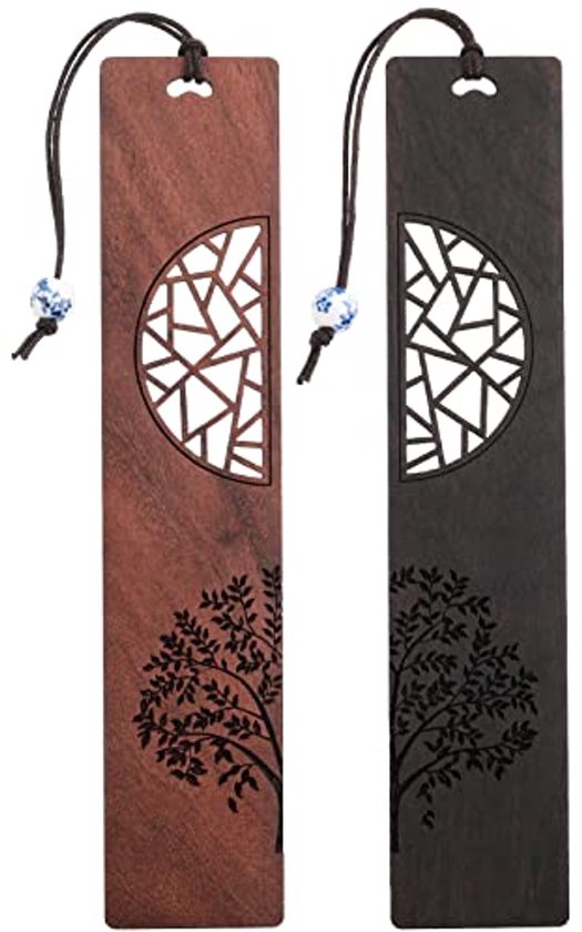 Foto: Houten boekenleggers voor boekenliefhebbers set van 2 handgemaakt en vintage perfect cadeau voor studenten en volwassenen