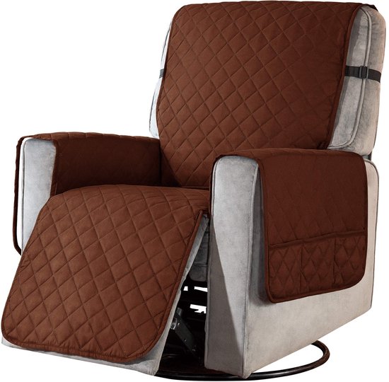 Fauteuilhoes - Fauteuil meubelbeschermer - Fauteuilbankhoes met elastische band - Waterafstotende fauteuilhoes - Verstelbare schouderbanden - 1 zitplaats - Geschikt voor huishoudens met kinderen en huisdieren - Bruin