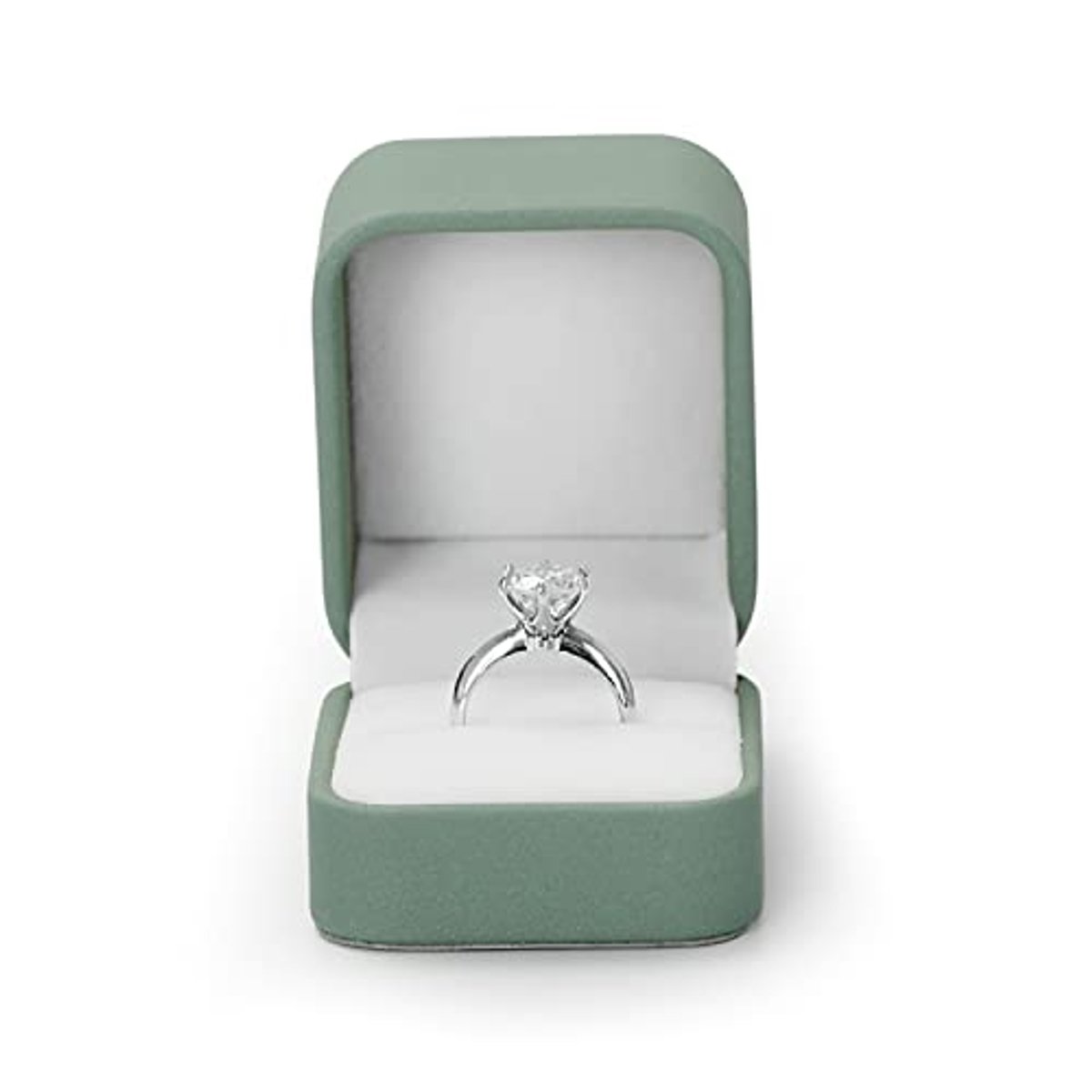 Premium Leather Ring Box - Olive Green, Perfect for Weddings and Anniversaries