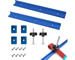 T-groove rails M8 - 400 mm - aluminium alloy - T-track - T-profile - mounting rail - met 8 zelftappende schroeven - 2 stukken - M8 plastic handgreep - M8/M6 T-track - sliding nut