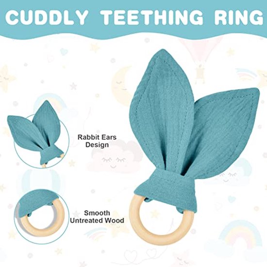 Baby Dekens set, Schattige Konijn Knuffeldoeken voor Peuters, Veilig en Comfortabel, Geschikt voor Wiegjes en Buggy's (Blauw) van Merkloos — afbeelding 2