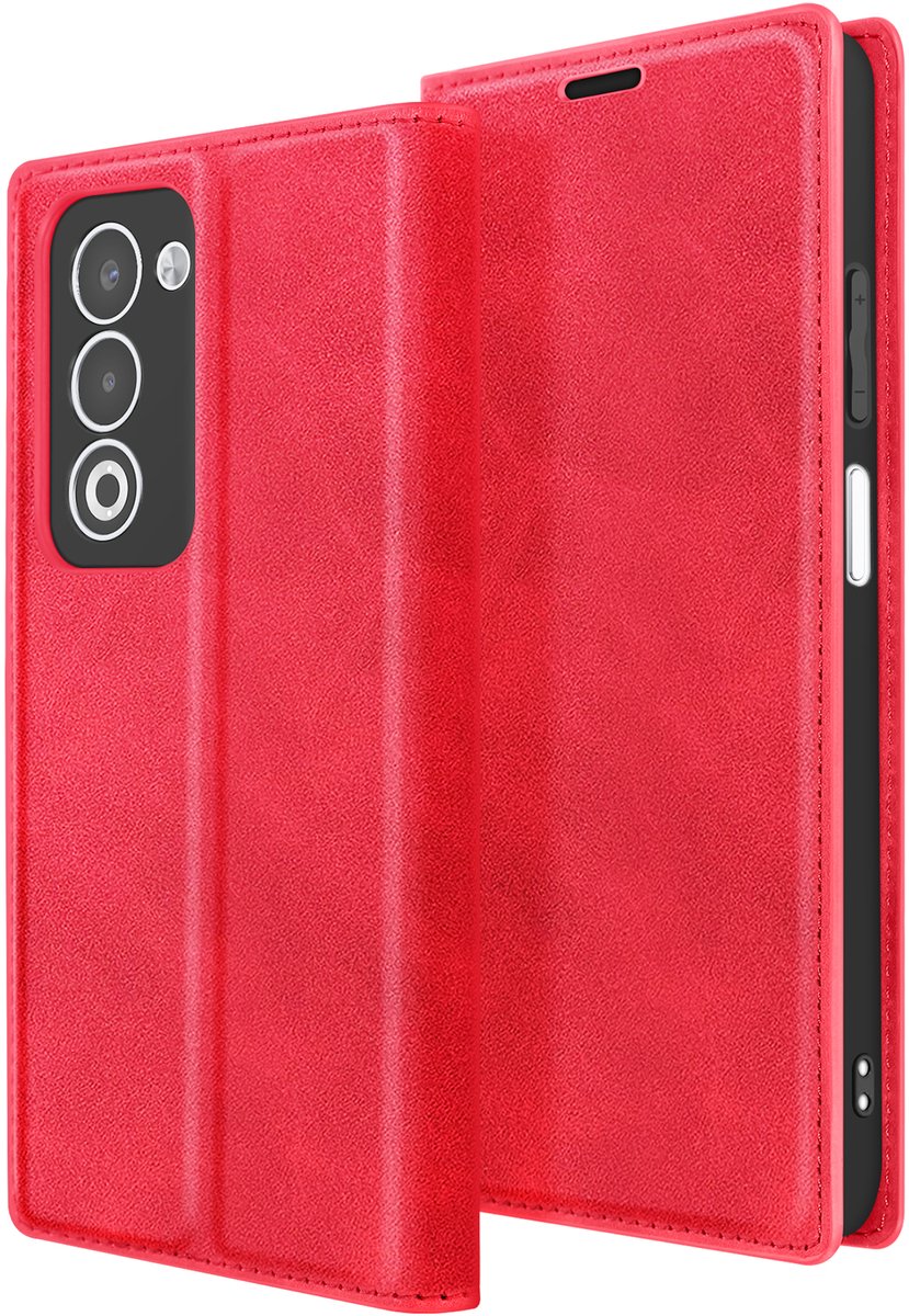 Avizar Hoesje Geschikt voor Oppo A5 Klassieke Folio met Standfunctie, Rood
