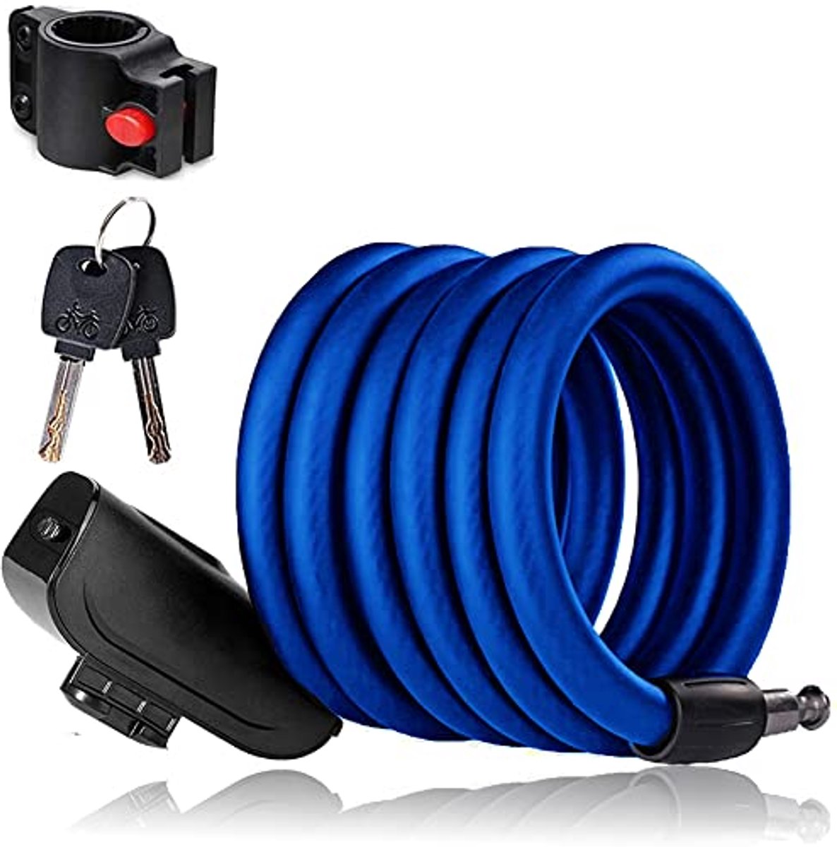 Hoogwaardige Fietsslot met Spiraalkabel, 180 cm, Blauw - Antidiefstal en Veiligheid