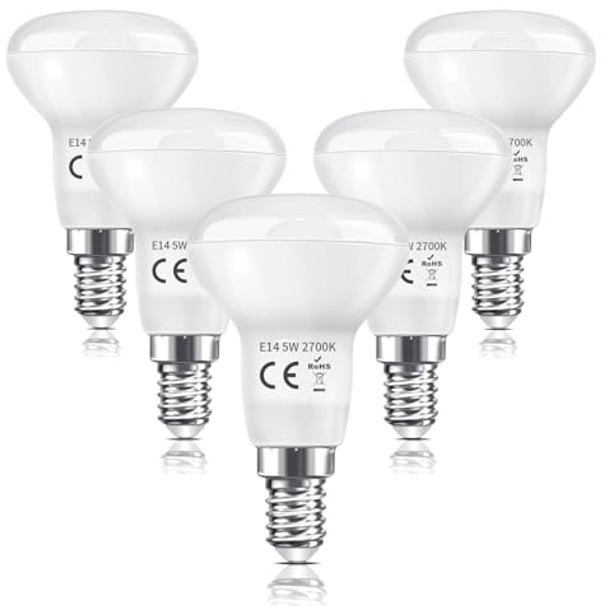E14 R50 LED-lampen 5W Warm Wit - 5 Stuks Reflectorlampen voor Binnen