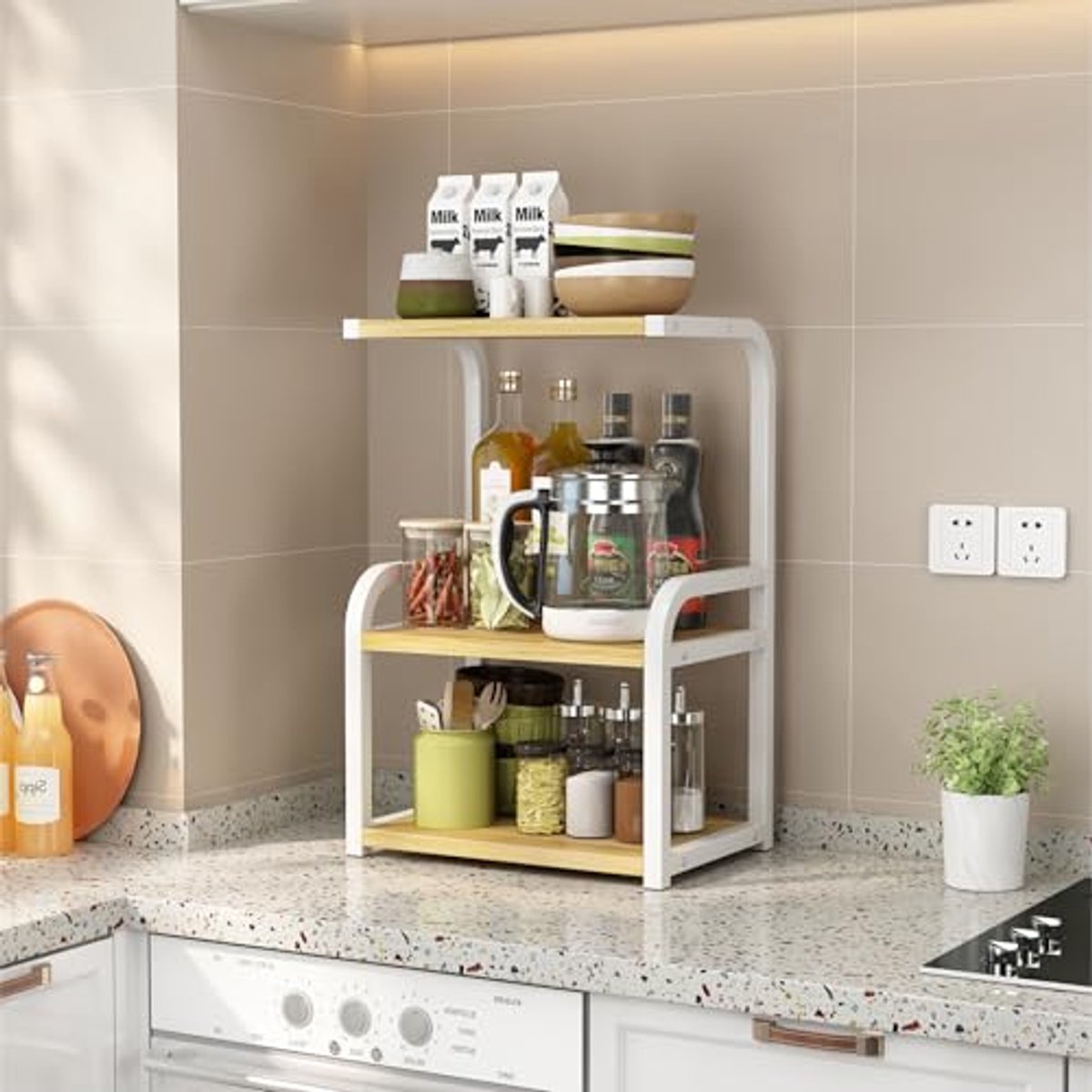 Kantoorbureau Organizer met Verticale Opbergrekken voor Boeken en Keuken