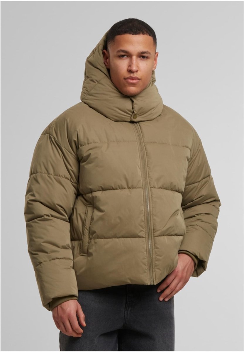 Urban Classics Puffer Jack met capuchon Heren Winterjas – XL Groen